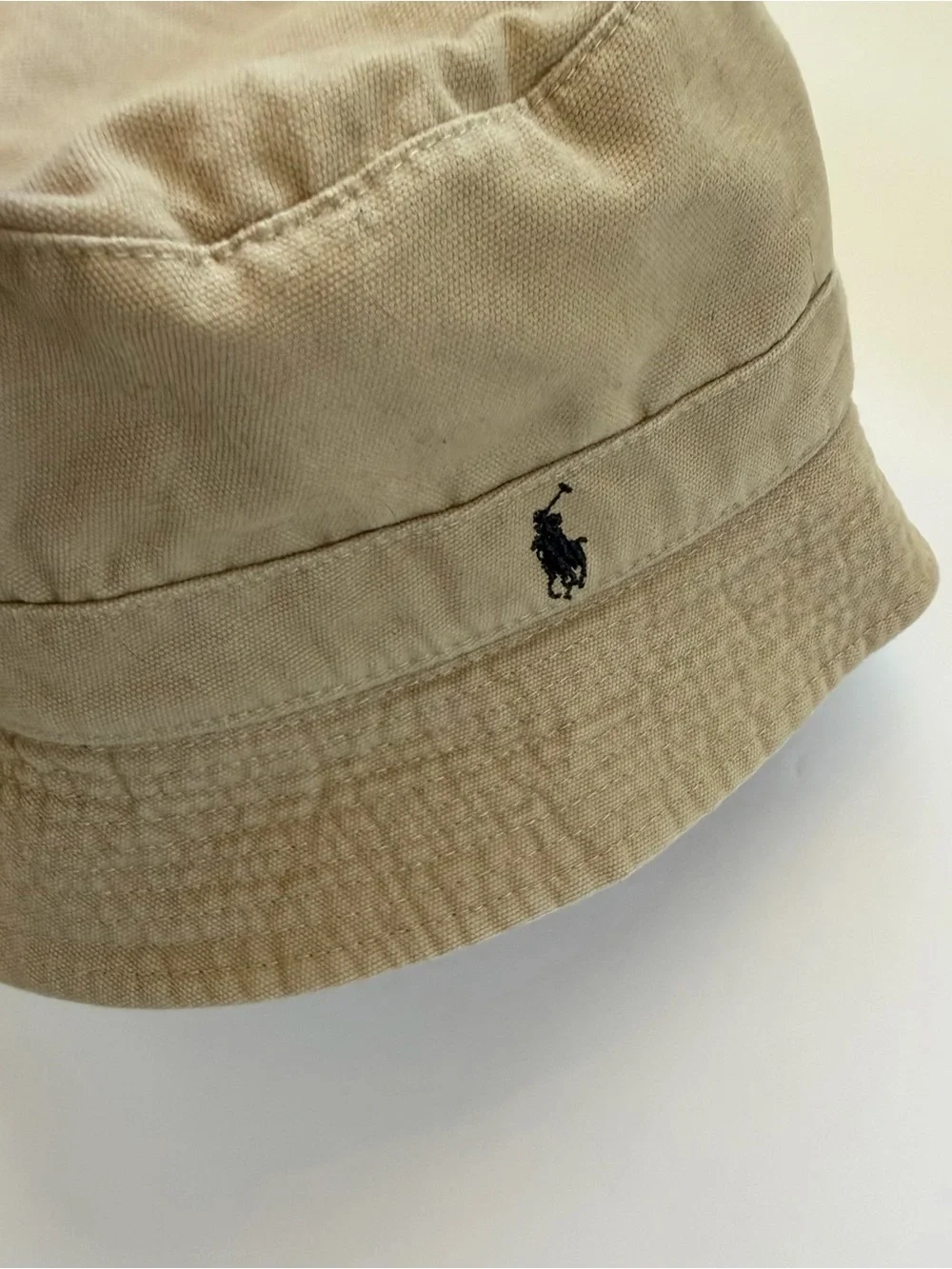 Polo by Ralph Lauren Khaki/Tan Bucket Hat with navy  Polo Logo - Picture 4 of 10